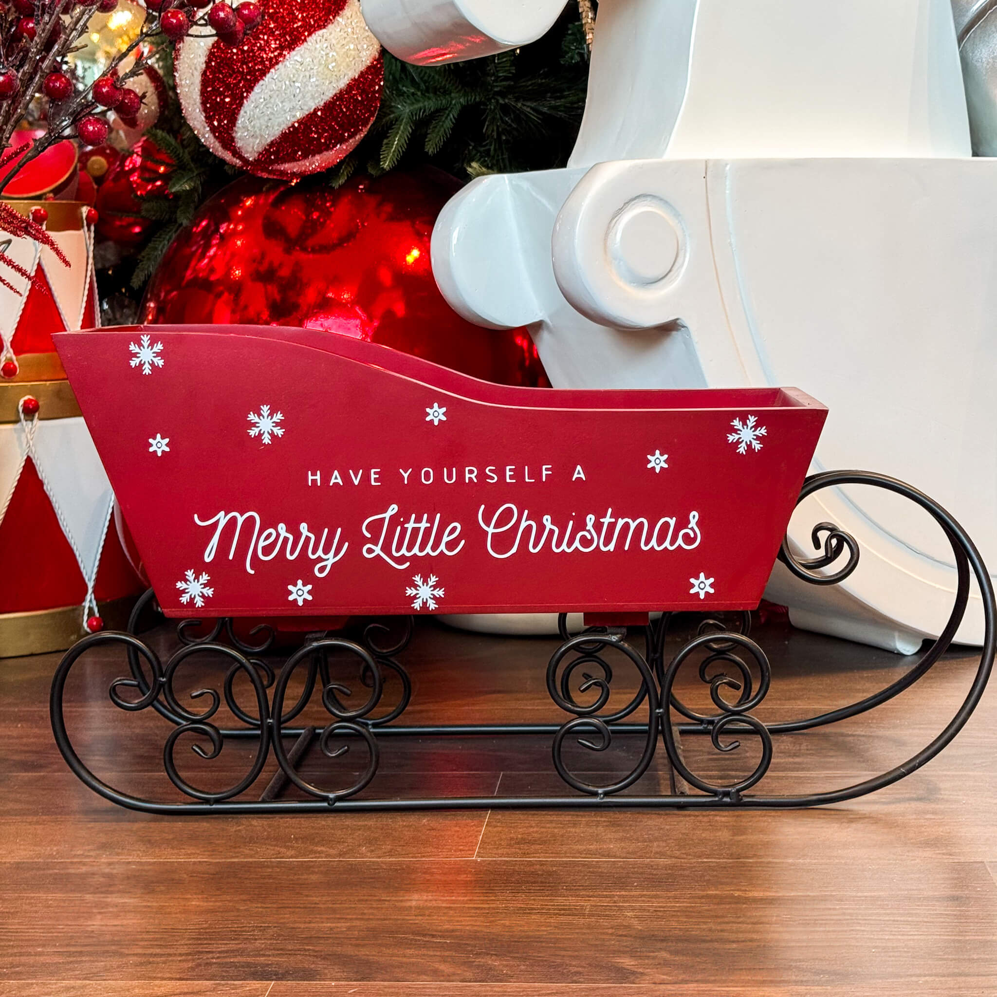 TRINEO DE MADERA/METAL ROJO A60