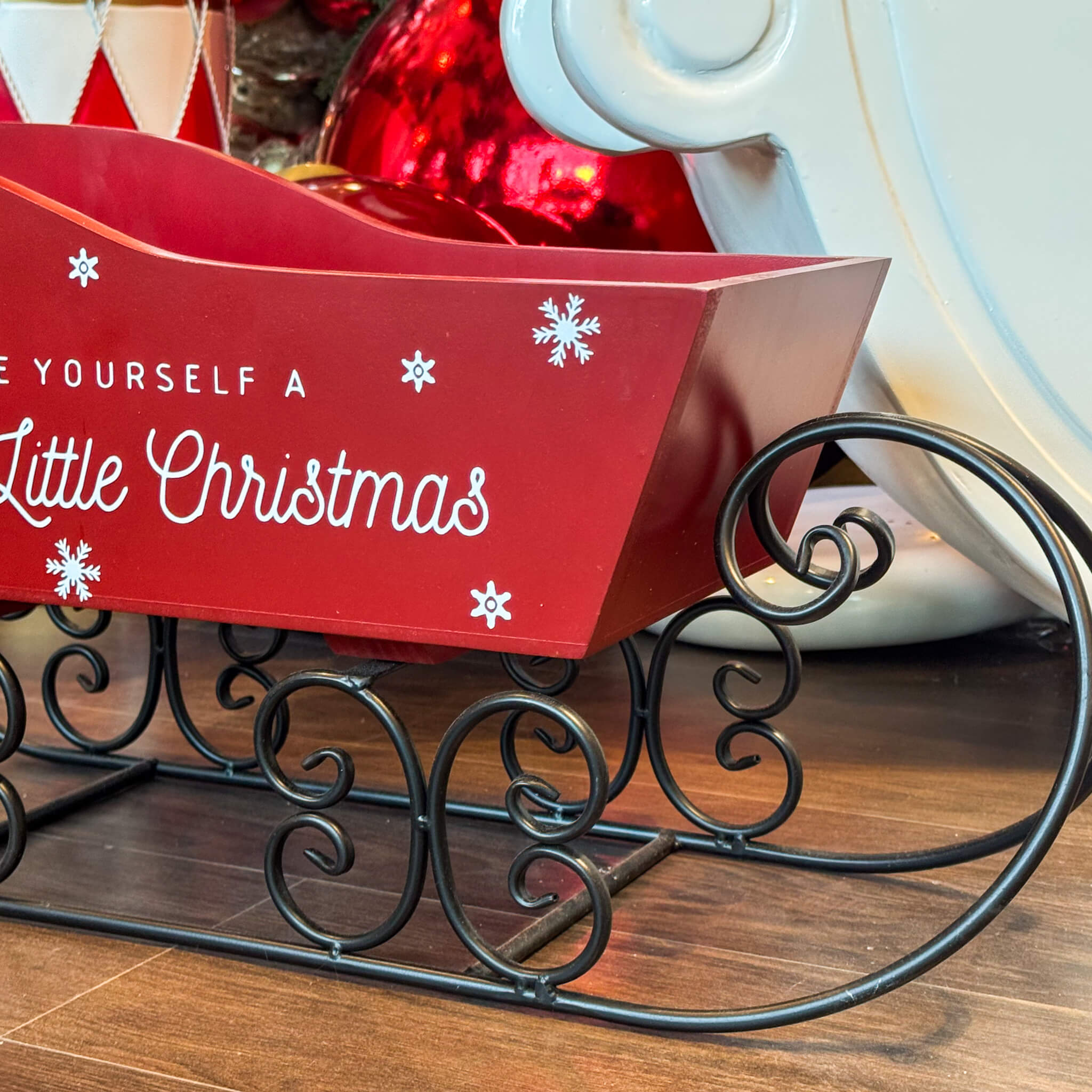 TRINEO DE MADERA/METAL ROJO A60