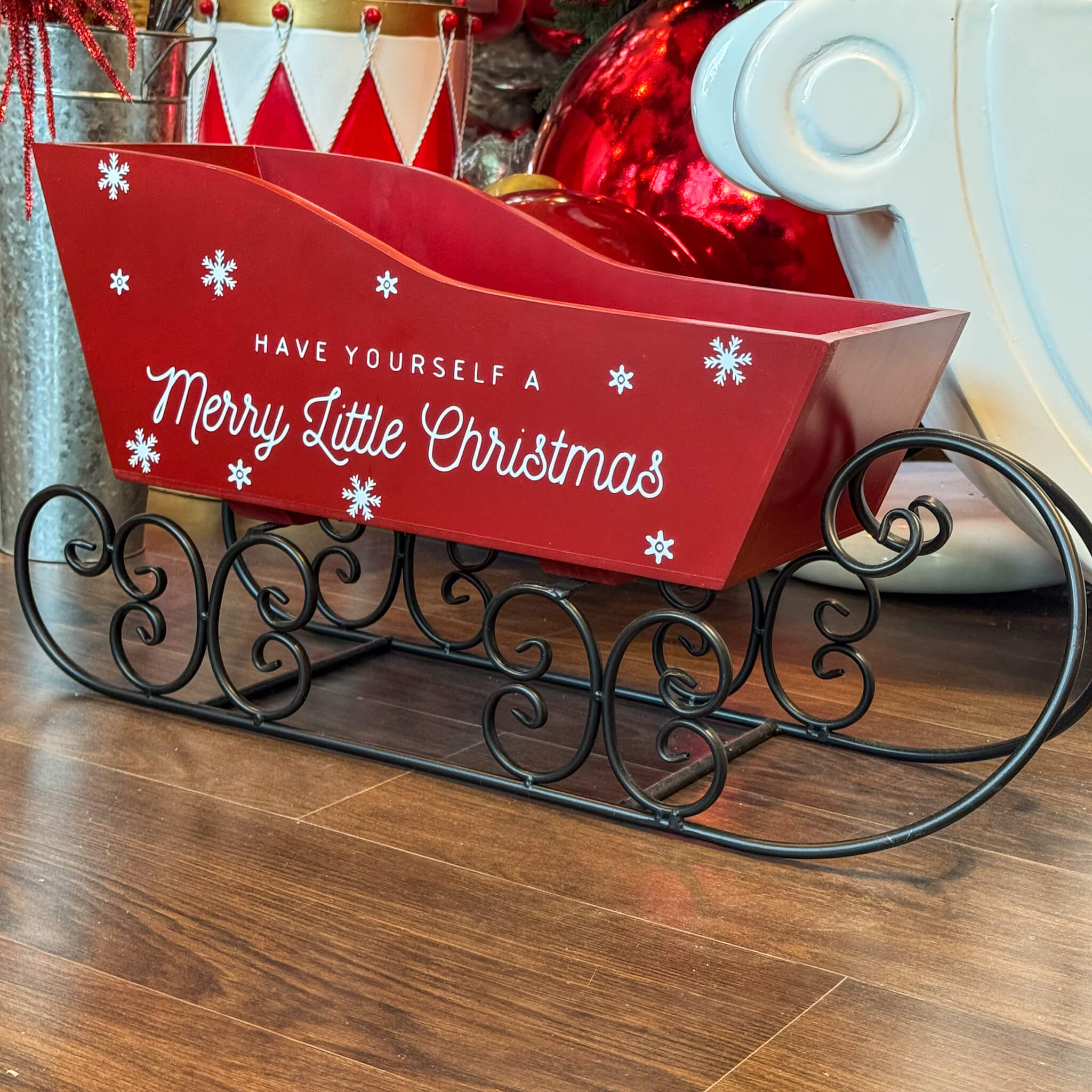 TRINEO DE MADERA/METAL ROJO A60