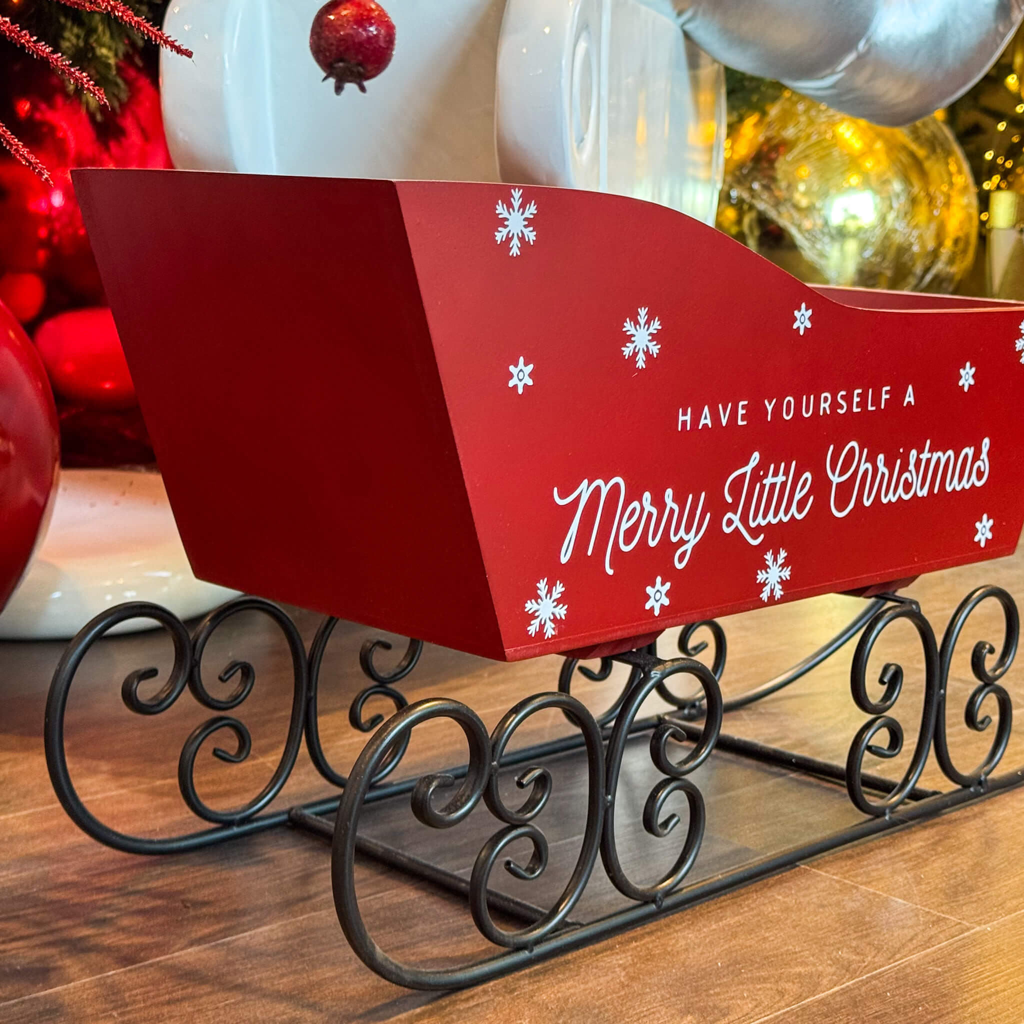 TRINEO DE MADERA/METAL ROJO A60